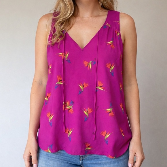 George Tops - Hummingbird airy tank, fuschia size XL Women's Magenta Sleeveless Top